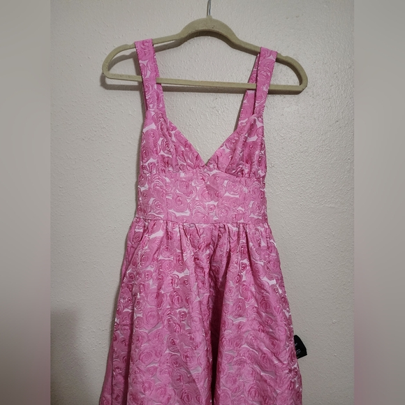 Lulus Rudra Pink Floral Jacquard A-Line Backless Midi Dress S Wedding Party Prom - Picture 8 of 12